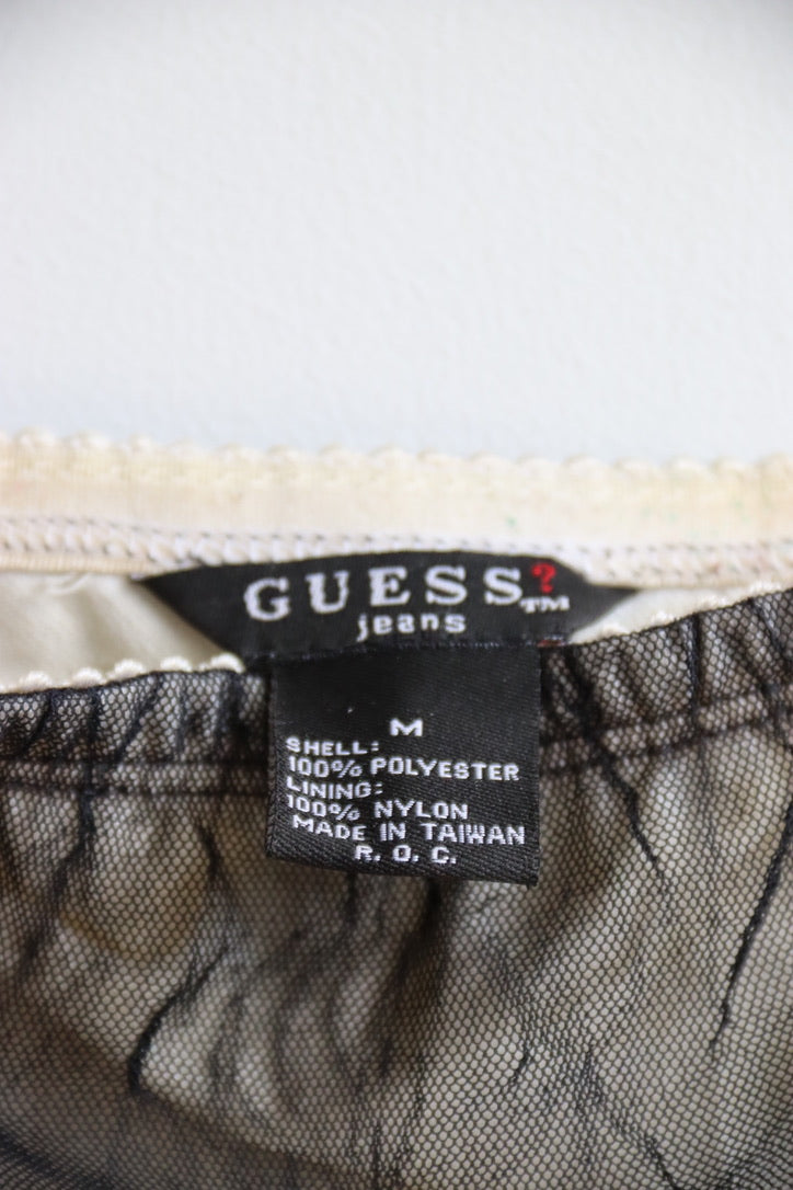 Vintage Guess Black Mesh Crinkle Top