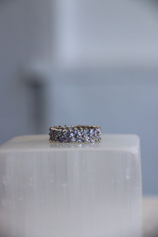 Sterling Silver Tanzanite Double Row Eternity Band