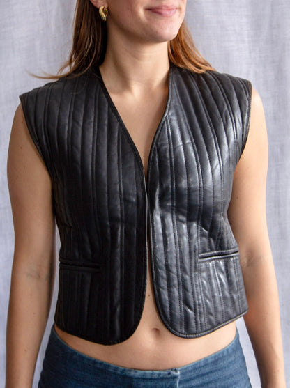 Black Reversible Leather Vest