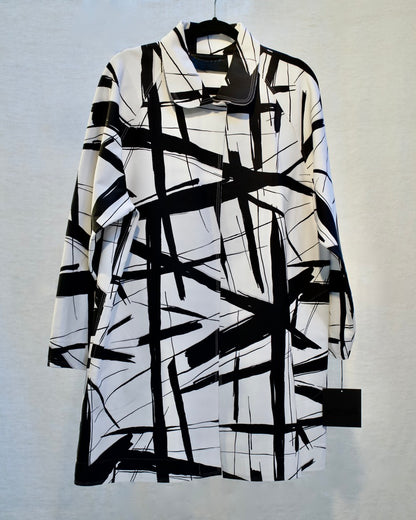 Norma Kamali Abstract Lines Trench Coat