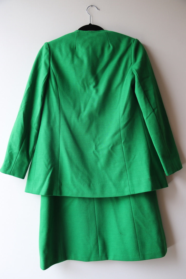 Vintage Fashionaire Green Dress and Jacket Set