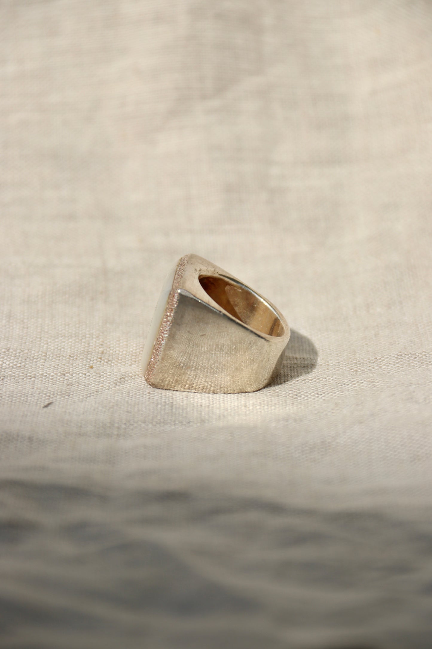 Square Mother of Pearl Sterling Silver Ring