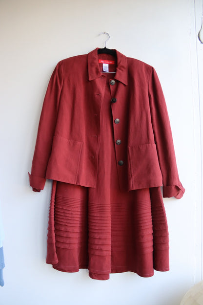 Anne Klein Red Skirt and Jacket Set