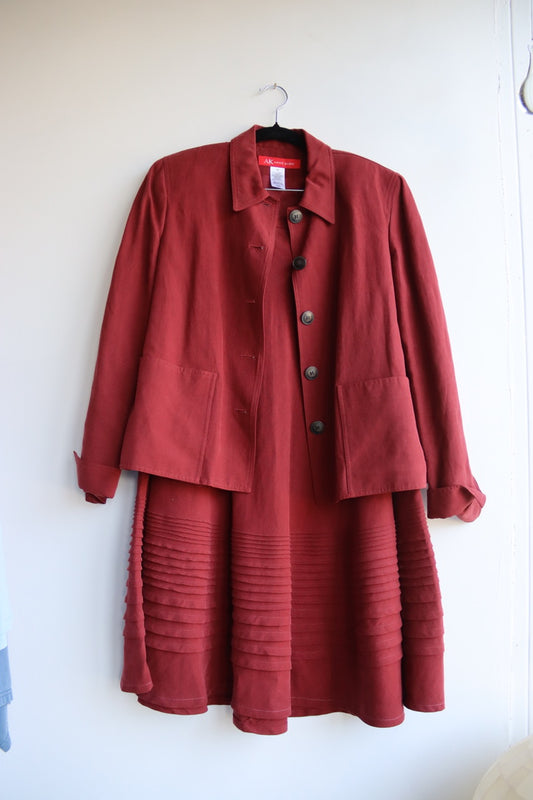 Anne Klein Red Skirt and Jacket Set