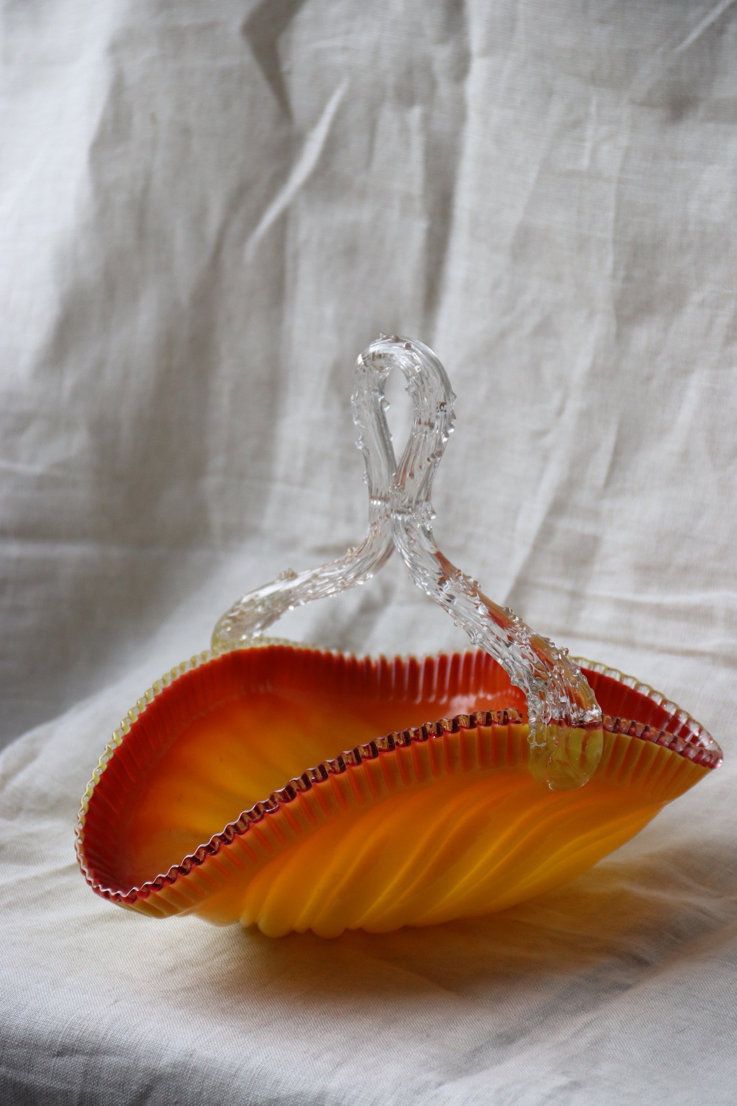 Vintage Orange Glass Basket