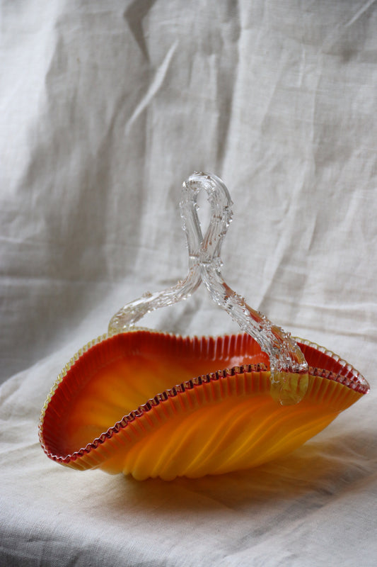 Vintage Orange Glass Basket