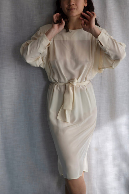 Vintage 80s Kristen Cream Silk Dress