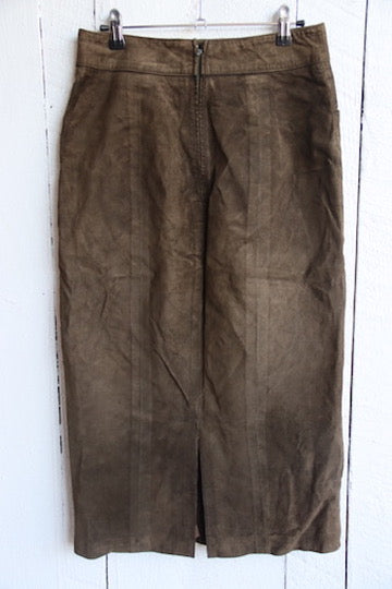 Vintage Lord and Taylor Brown Leather Maxi Skirt