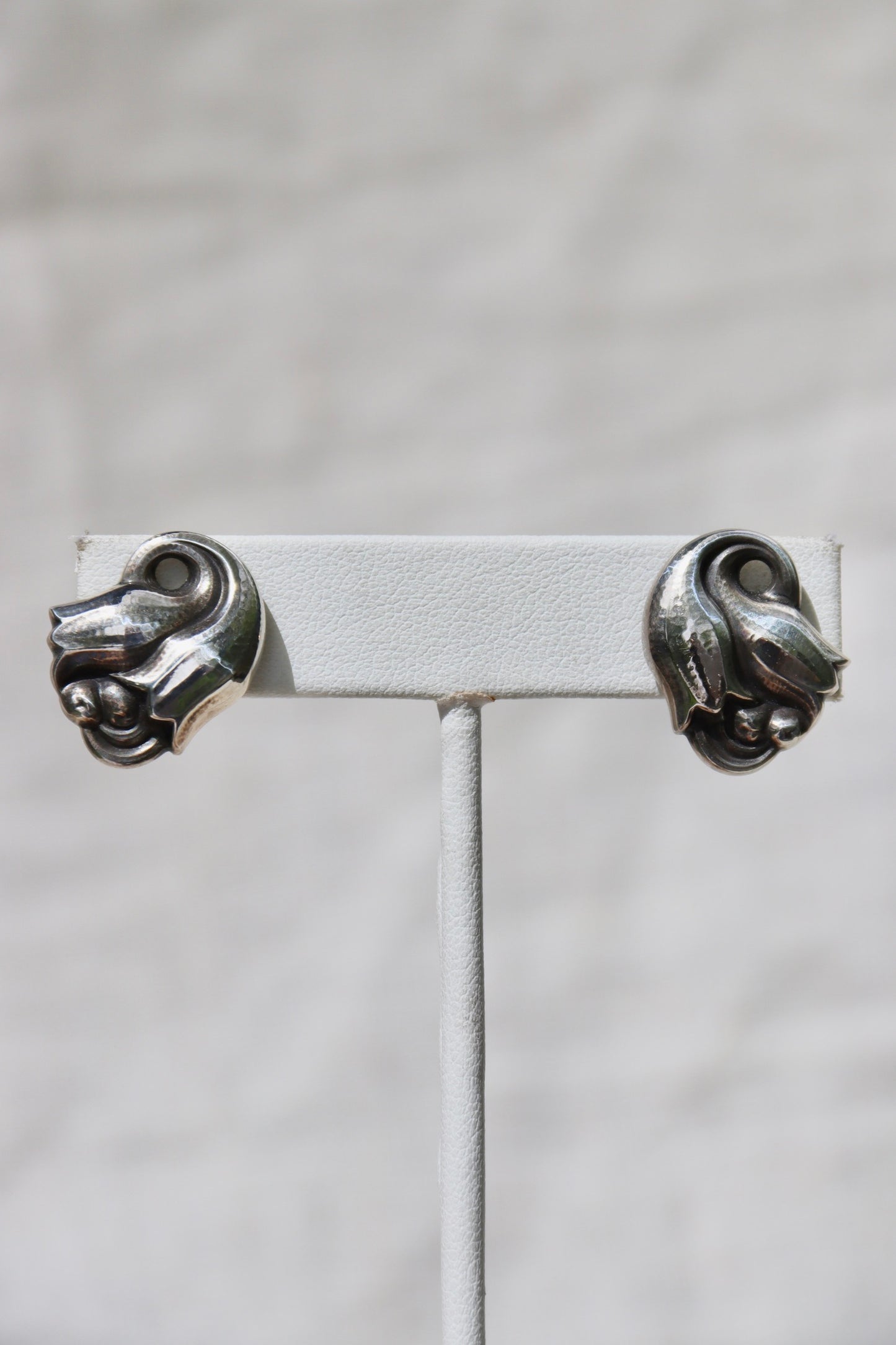 George Jensen Screw Back Sterling Silver Tulip Earrings