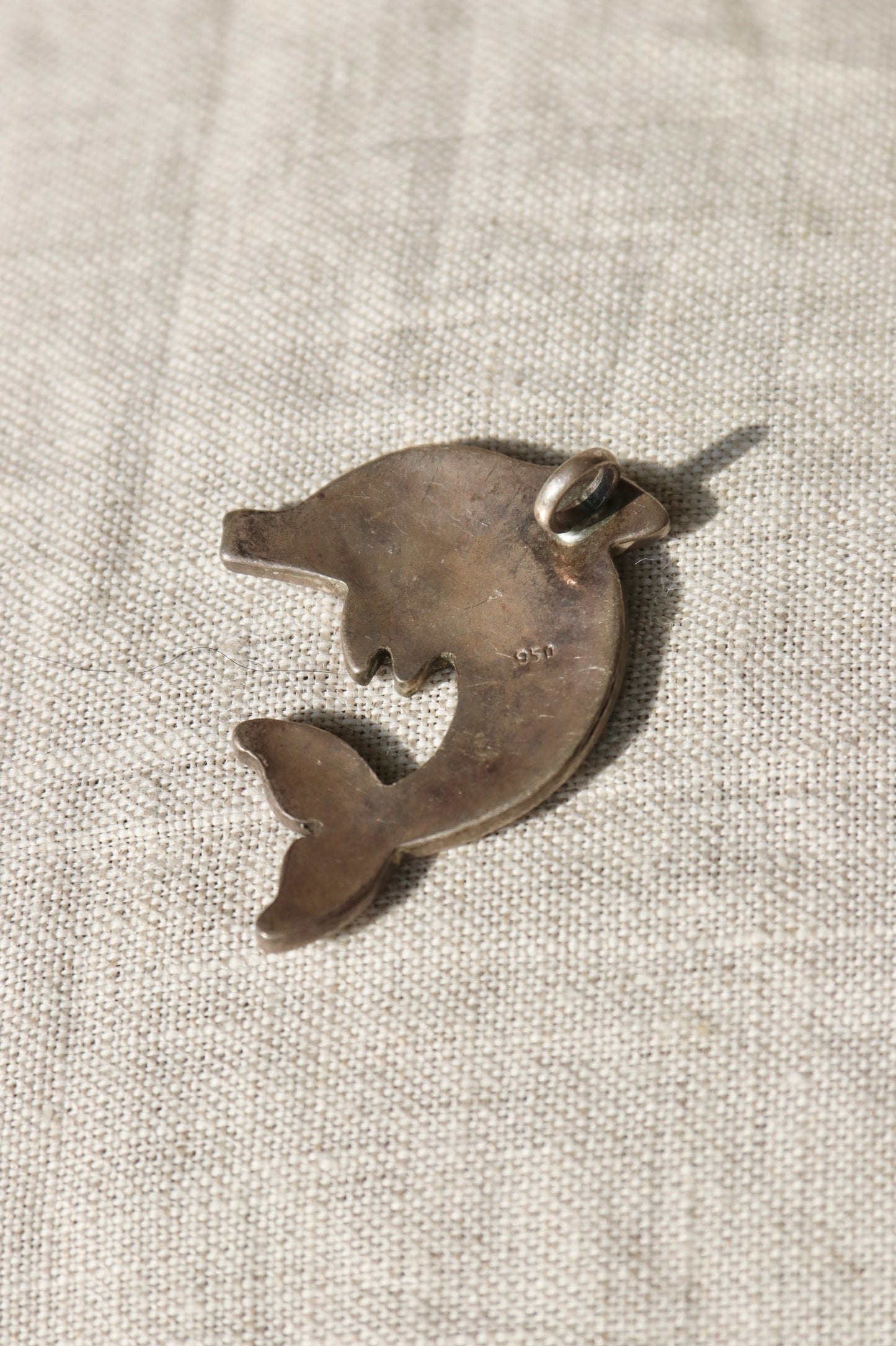 Abalone Inlay Dolphin Pendant - 950 Sterling Silver