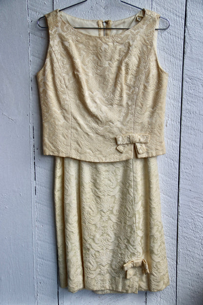 Vintage 60s Ann Barry Jr. Cream Top and Dress Set