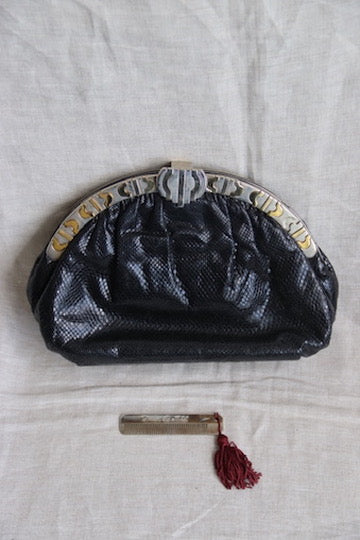 Finesse La Model black snakeskin leather bag