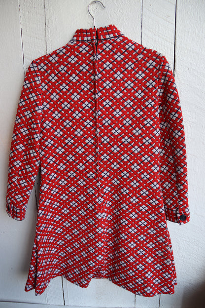 Vintage 60s Jane Justin Red Patterned Dress