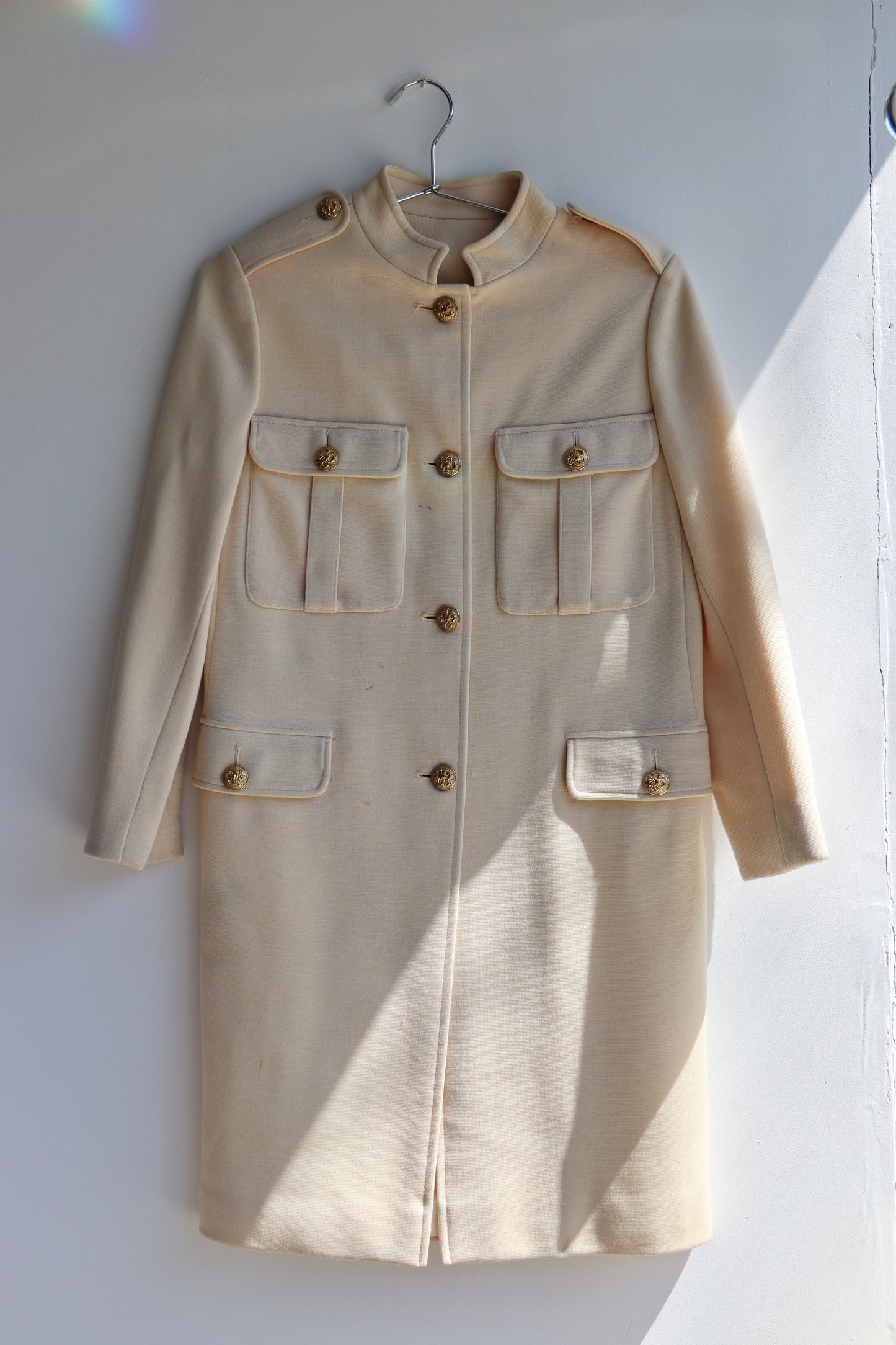 Vintage Beige Coat with Lapels- as is