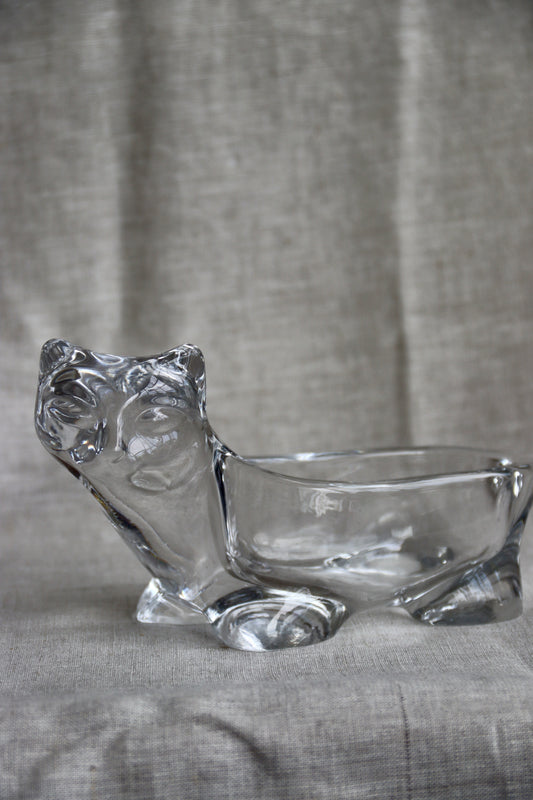 Clear Glass Cat Shaped Dish