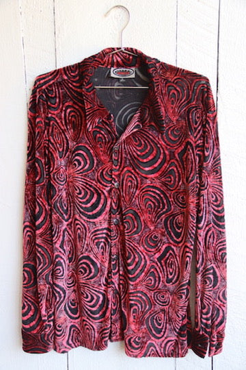 Vehicle Maroon Velvet Patterned Top