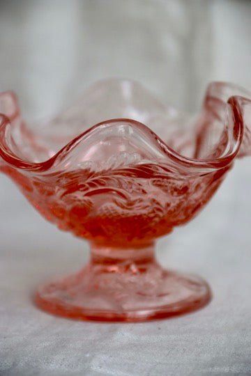 Fenton Strawberry Motif Glass Compote