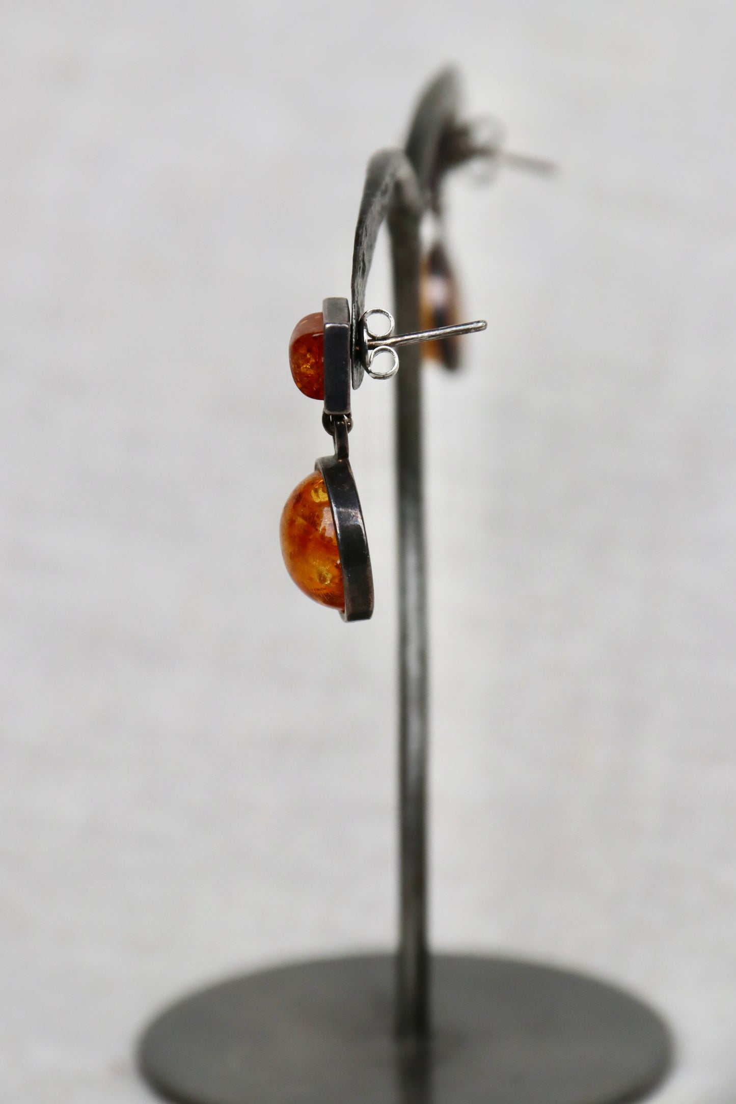 sterling silver round Amber stud earrings