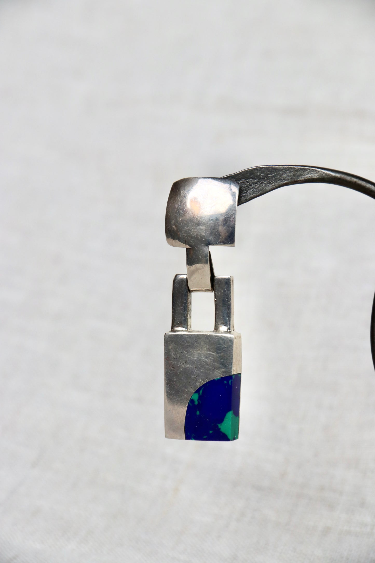 sterling silver inlay square drop earrings