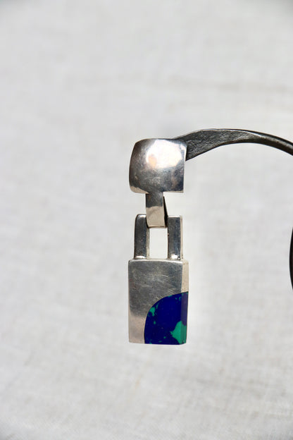 sterling silver inlay square drop earrings