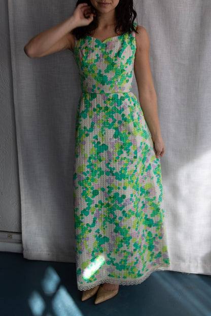 Harold Grant Green Quilt Maxi Dress - 1970s
