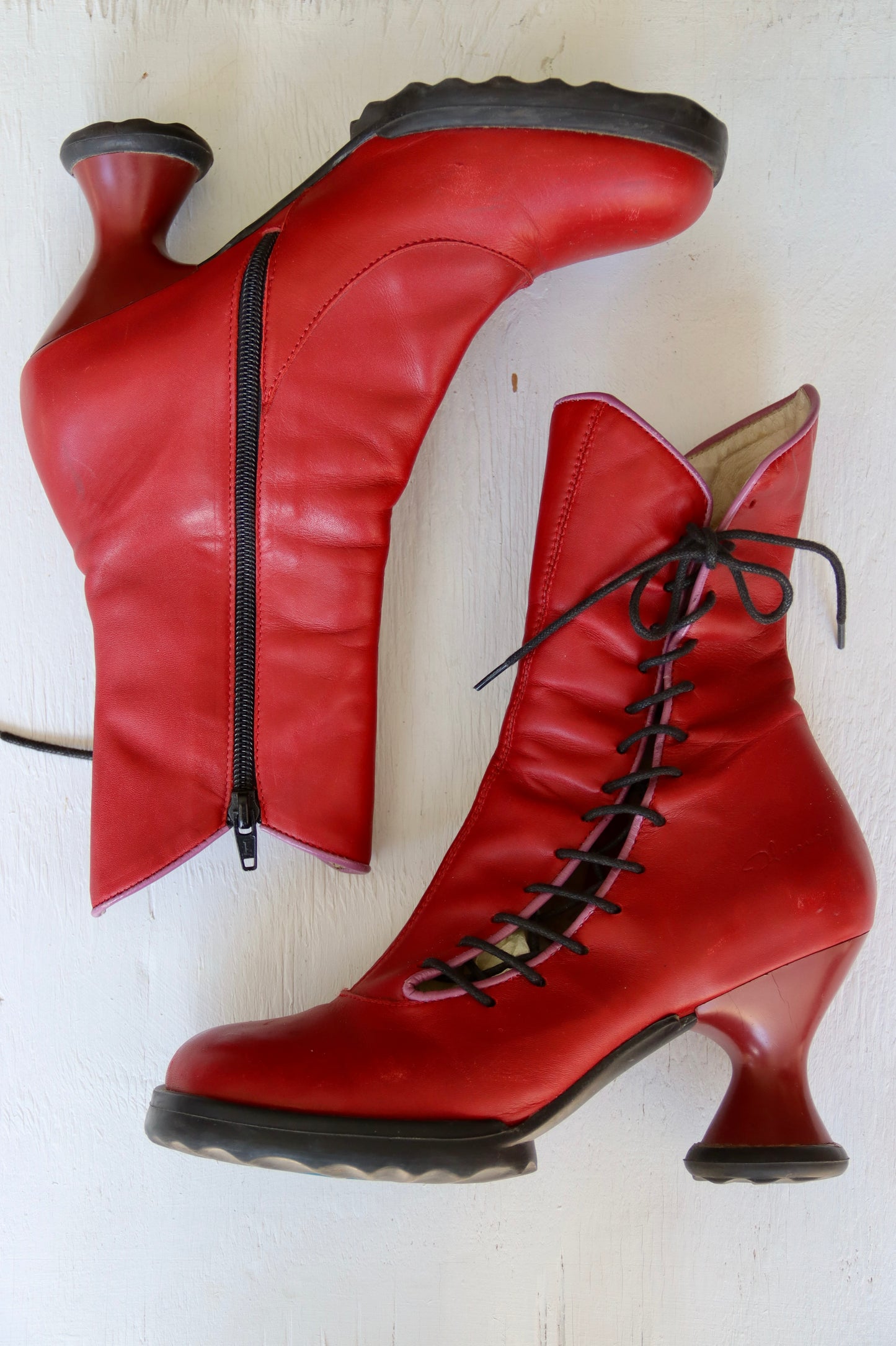 John Fluevog "Lover" Red Heeled Boots