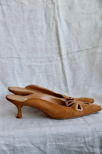 Manolo Blahnik Brown Suede Heels