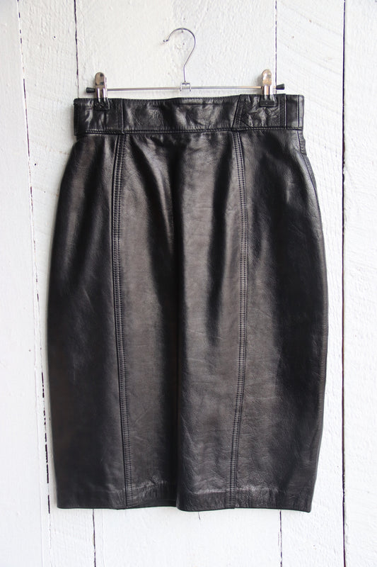 Vintage Pia Rucci Black Leather Skirt