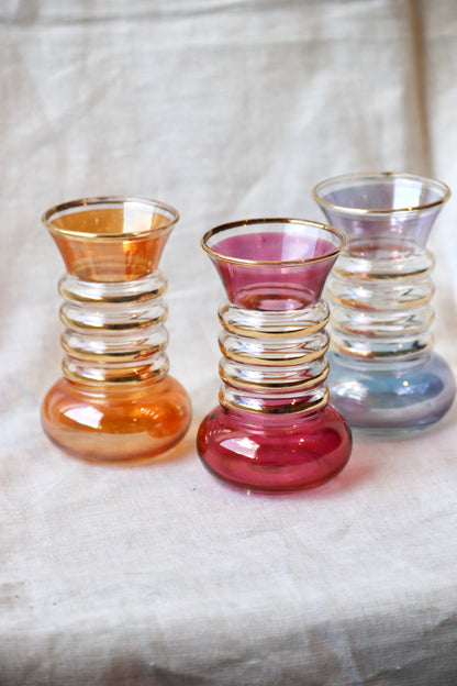 Set of 3 Jewel Toned Tinted Ribbed Glasses