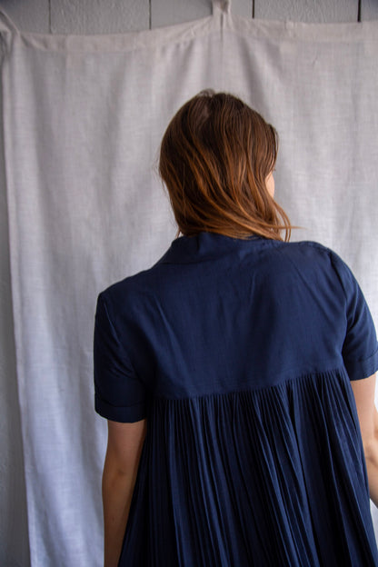 Dark Blue Cotton Top and Skirt Set