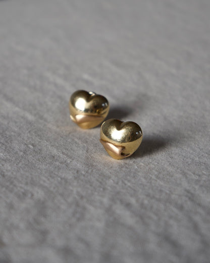 14K Tri-Color Heart Earrings