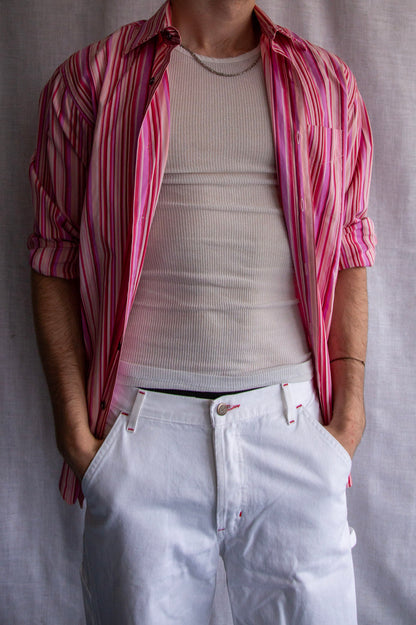 Mens Paul Smith Pink Striped Button Down Dress Shirt