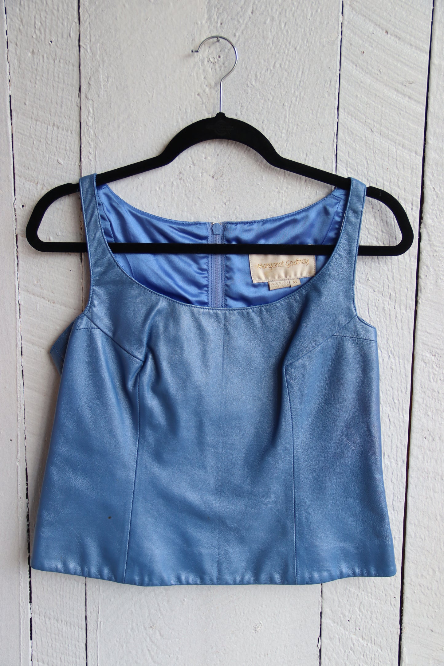 Margaret Godfrey Blue Leather Top