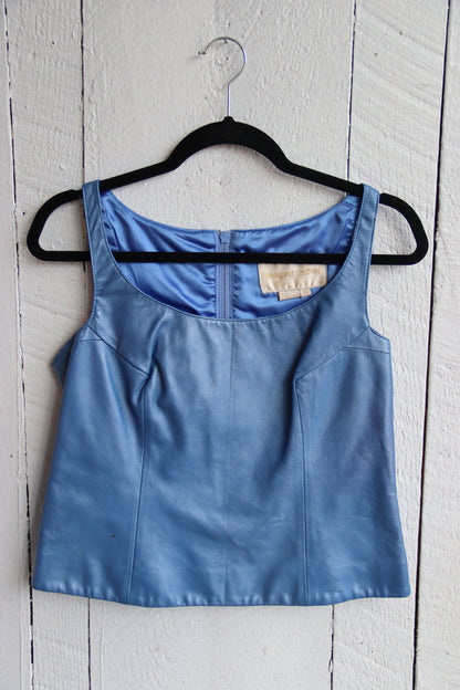 Margaret Godfrey Blue Leather Top