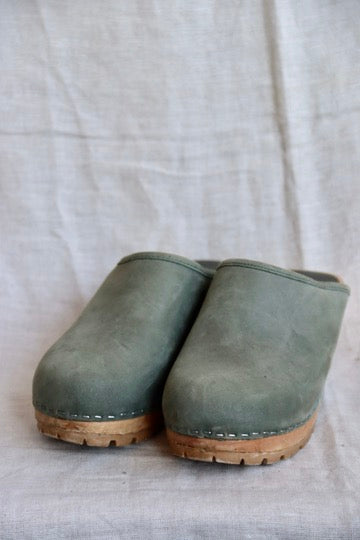 J. Crew Sage Green Leather Clogs