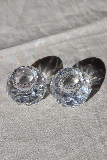 Pair of Swarovski Crystal Round Candlestick Holders