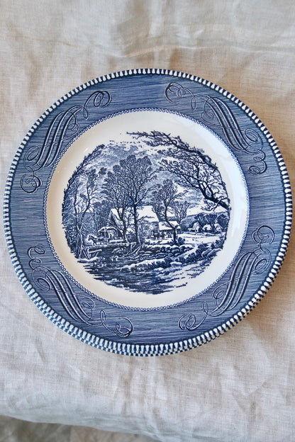 Set of 3 Vintage Royal China Currier & Ives Dinner Plates