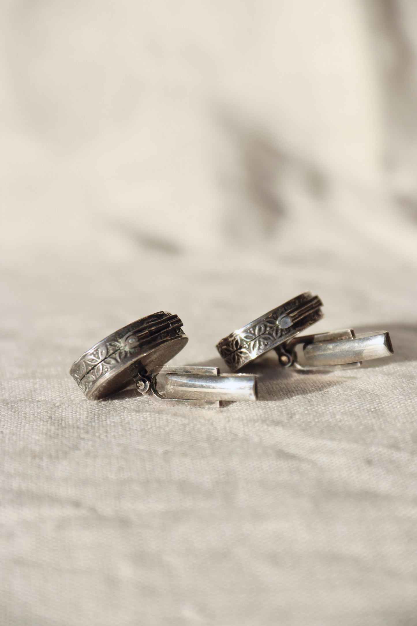 Vintage 800 Silver Cartship Compartment Cufflinks