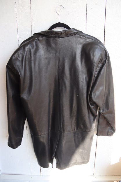 Vintage 80s Lanna Black Leather Coat