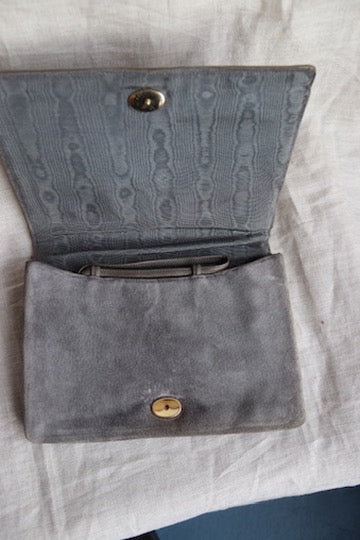 Vintage Grey Suede Clutch