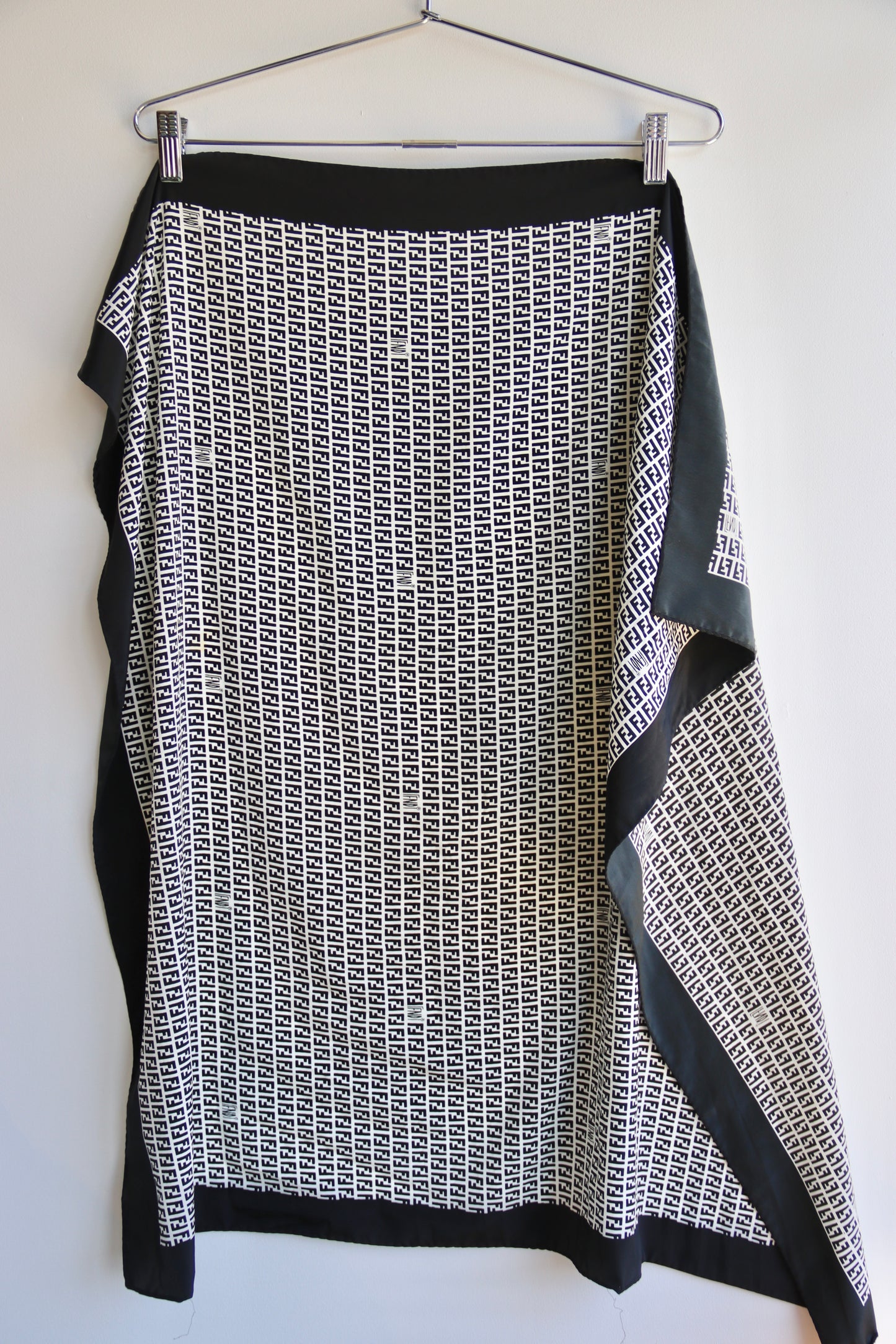 Fendi Black and White Silk Scarf