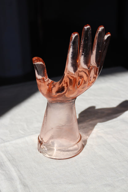 Vintage Pink Glass Hand