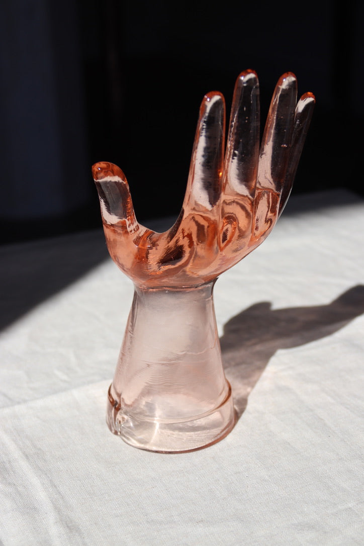 Pink Glass Hand Ring Display