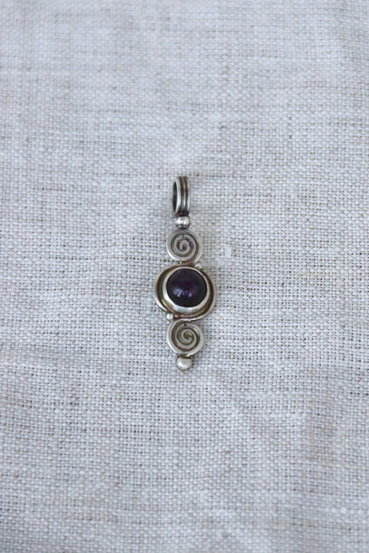 Parish Wager Sterling Silver spiral pendants with amethyst