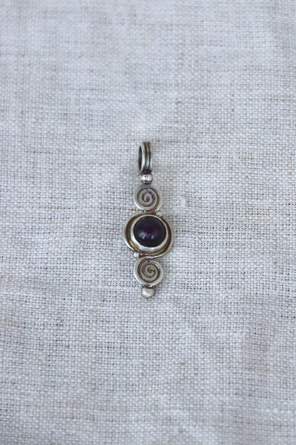 Parish Wager Sterling Silver spiral pendants with amethyst