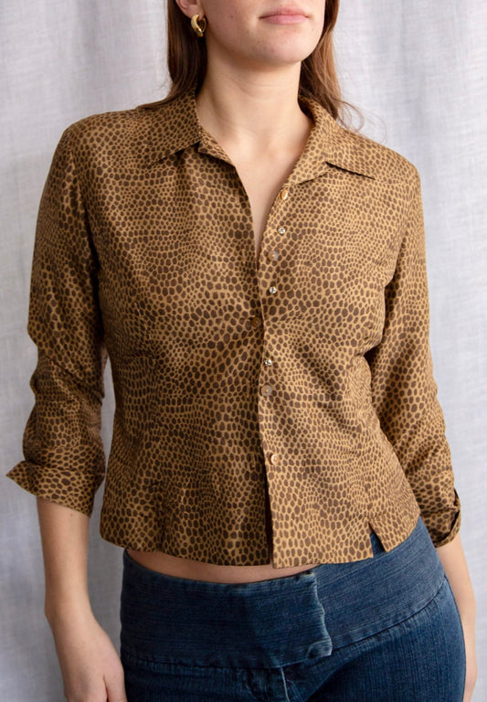 Ice Cheetah Print Silk Top