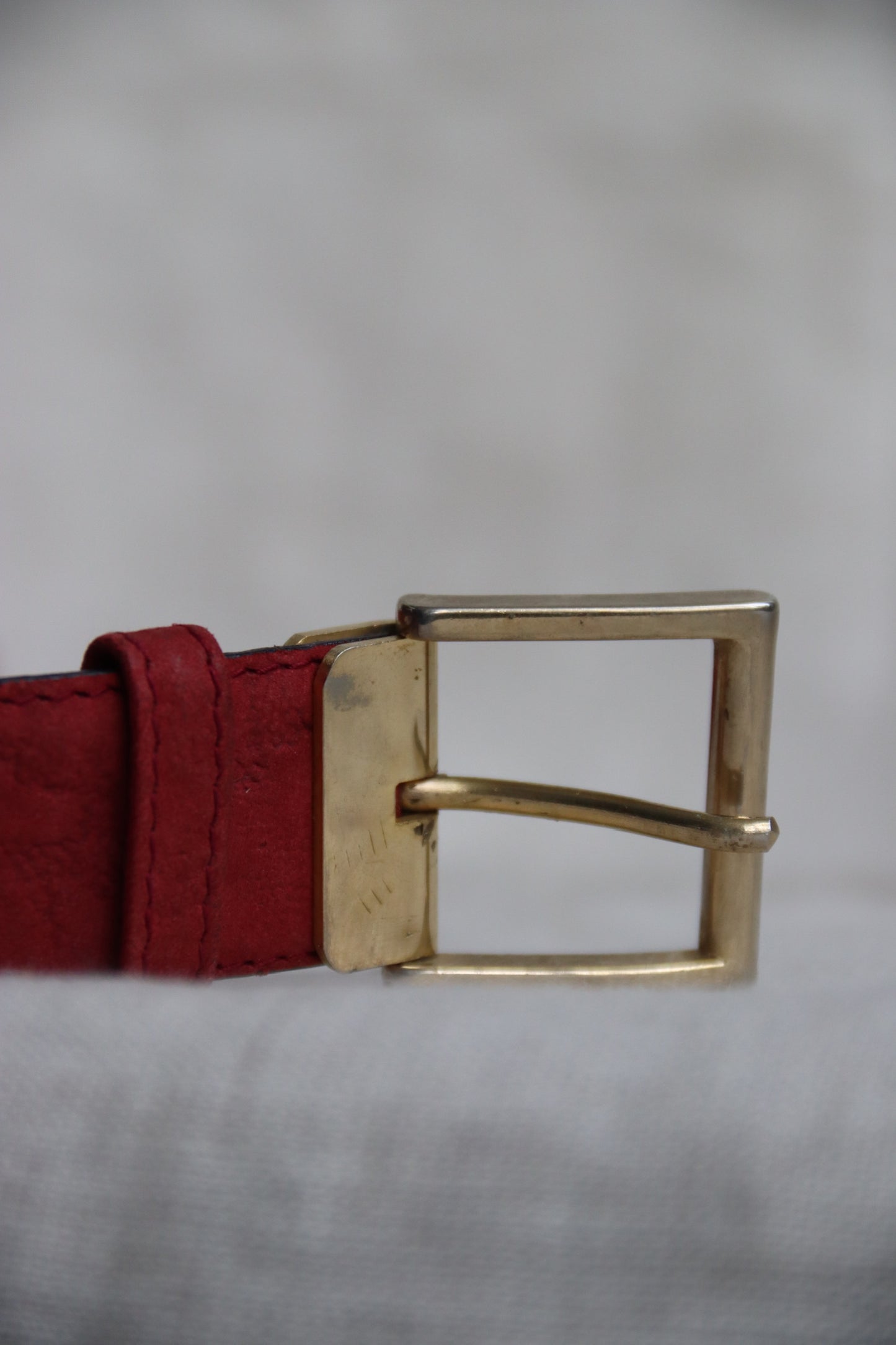 Red Leather Belt - 32