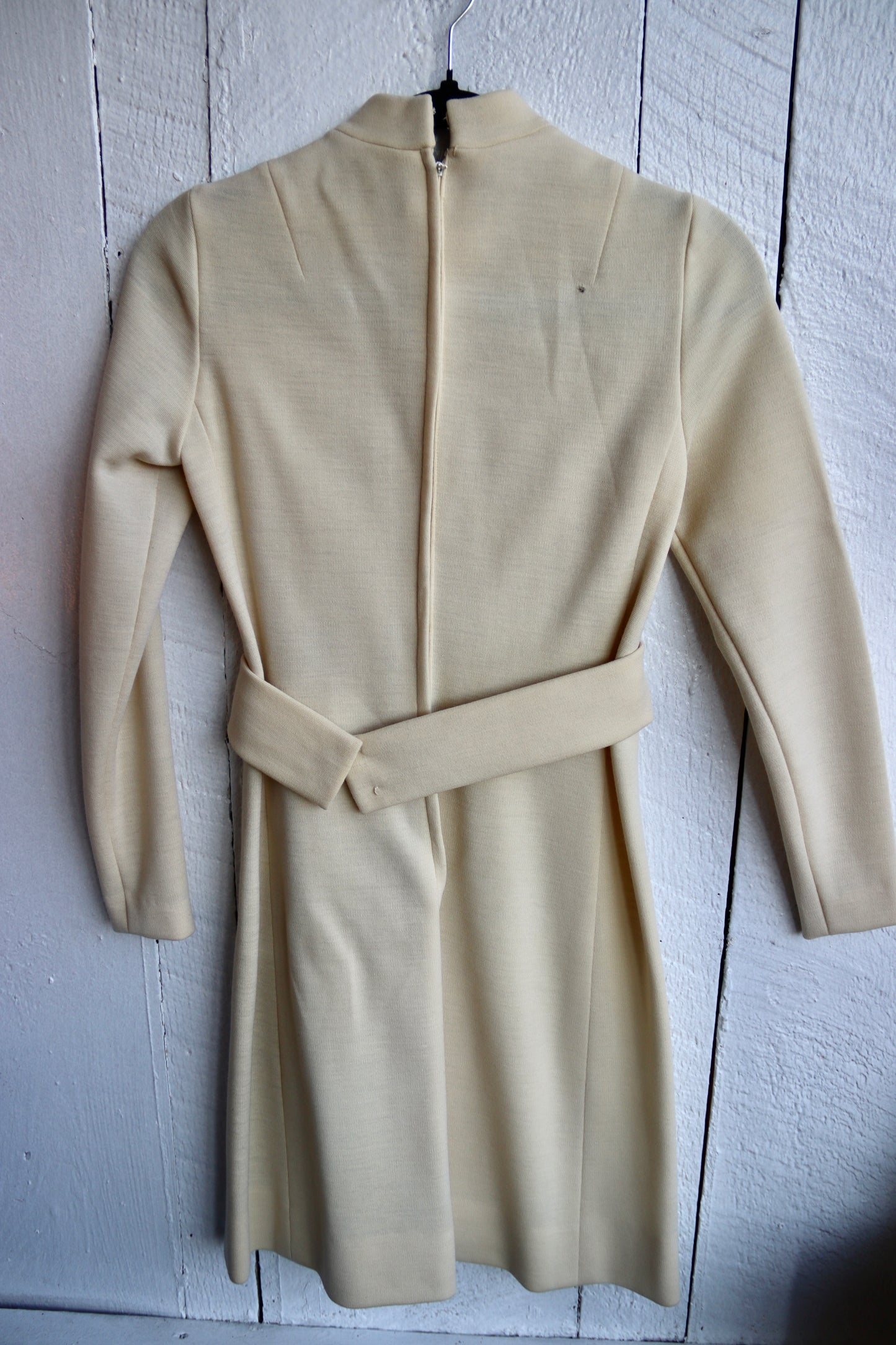 Vintage 60s Brenner Couture Cream Wool Dress