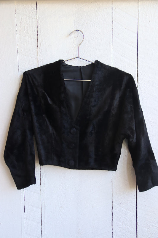 Black Fur Cropped Jacket