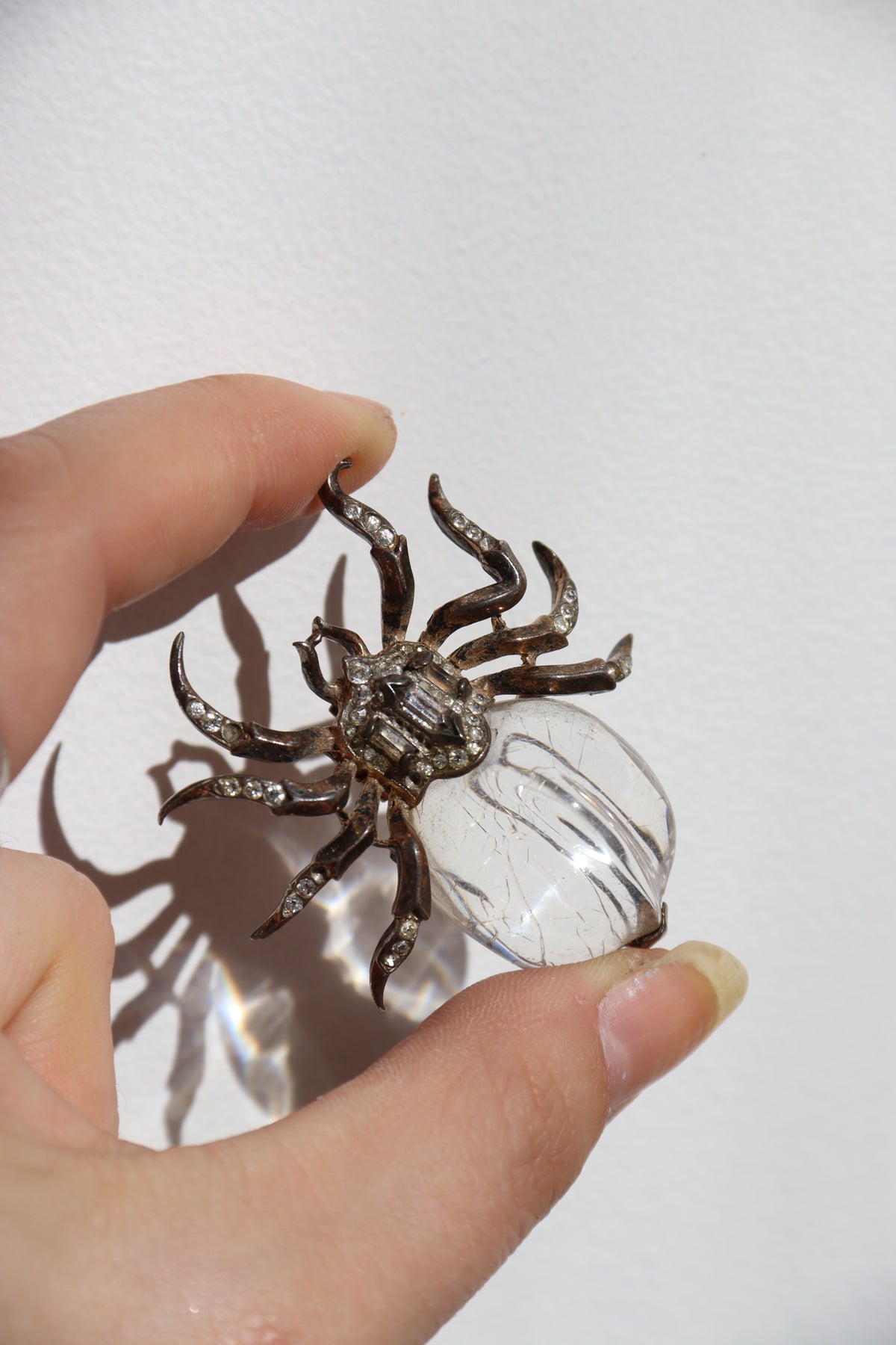 Trifari Sterling Silver Jelly Belly Spider Pin - as is
